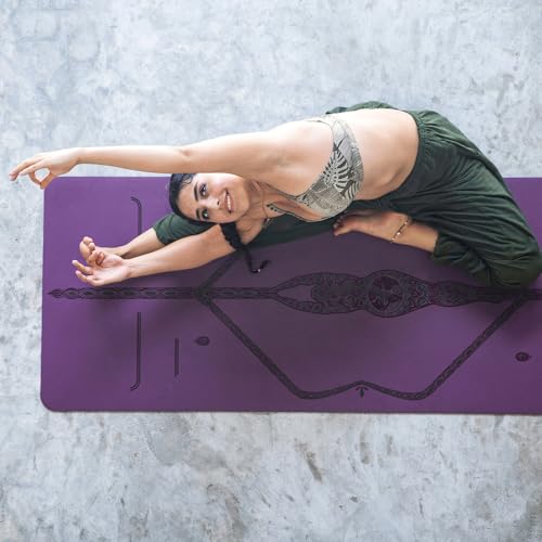 Liforme Printed Yoga Mat - Patented Alignment Design, Ultimate Grip - color: Mother Earth
