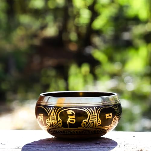 Tibetan Singing Bowl Set, Hand-Painted, Meditation, Made in Nepal, 4.5"" - size: 4.5 Inch