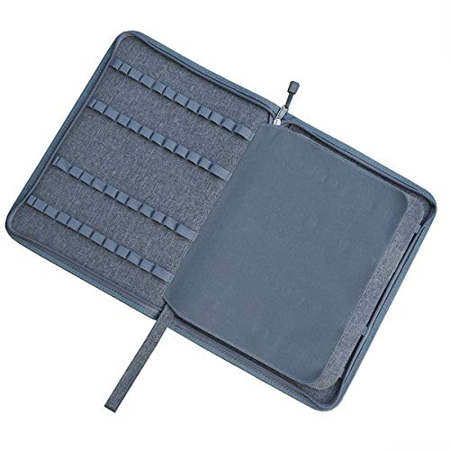 Lanxivi Fountain Pen Case Black Gray Coffee Style PU Leather 48 12 - color: Gray-48 slot