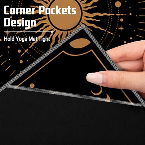 Yoga Mat Towel, Hot Yoga Non Slip with 4 Corner Pockets, 70 x 26 in | Soft Absorbent Microfiber With Four Corner Pockets, Fits Over Yoga Mats For Hot Yoga, Pilates, Gym, And Travel - color: Boho Sun-03, size: Small