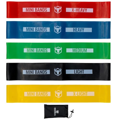 Resistance Bands for Working Out (Set of 5) – Elastic Bands for Exercise & Physical Therapy – Loop Resistance Bands for Glutes, Home Workouts, Yoga, Pilates, Stretching & Legs - style: Latex