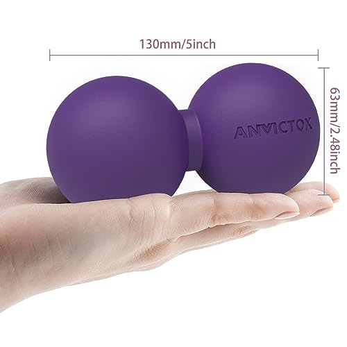 Peanut Massage Ball,Double Lacrosse Ball for Neck and Back,Medium Density Myofascial Release Massager Ball for Deep-Tissue Massage Muscle Knots Yoga Therapy(Purple) - color: Purple