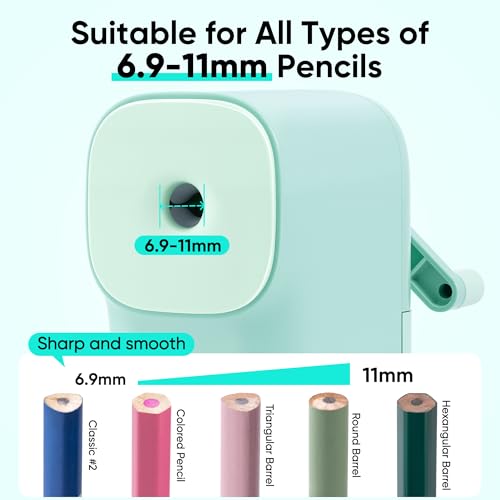 deli Manual Pencil Sharpener, Green | For 6.9-11mm No.2 /Colored pencils, Auto-In Design with 5 Adjustable Settings for Students, Home, Office - color: Green