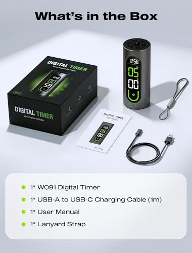 MASHI Portable Visual Digital Timer with Silent Mode and Vibration Alarm
