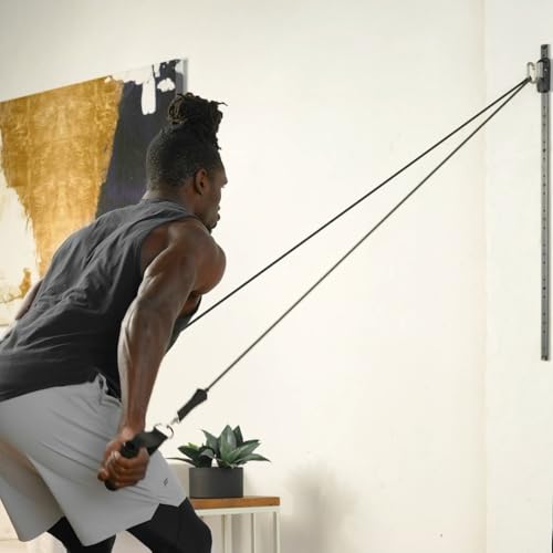 Kinetic Bands Space Saver Gym Resistance Bands Exercise Equipment for at Home Fitness Workout | Resistance Band Wall Anchor with 2 Rails, 2 Rail Cars - style: 5 Resistance Bands, 1 Set of Handles