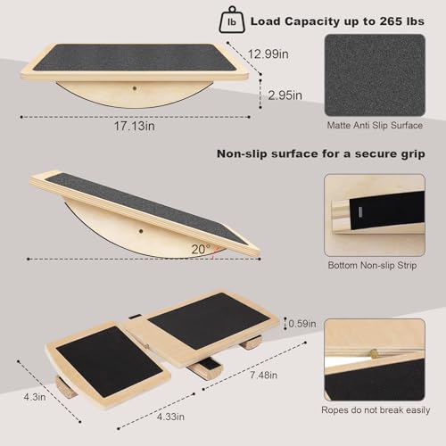 Rocker Board for Physical Therapy | Professional Adult Balance Board | Anti-Slip Wood Standing Desk Balance Board for Core Strength, BAPS & Slack Board Alternative (Suitable for Men & Women)
