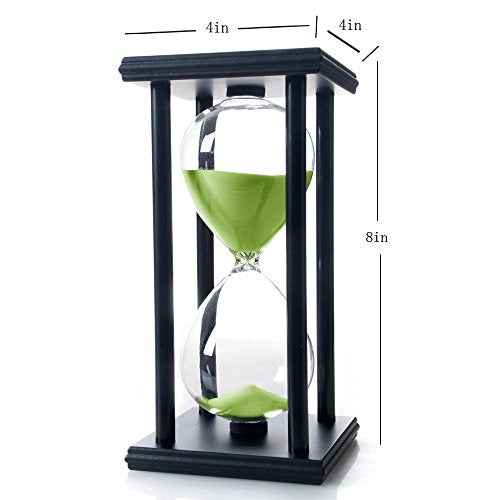 60 Minutes Hourglass, Wood Sand Timer, Green | 4 x 4 x 8 inch Sand Clock - color: Green, size: 60 min