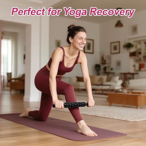 ZanLLW Muscle Roller Stick, Muscle Roller, Liposuction Massage Roller for Lymphatic Drainage, Massager Stick for Relief Muscle Soreness, Trigger Points, Help Exercise Runner Legs, Back Recovery - color: Black