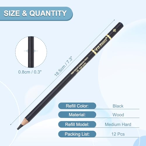 PATIKIL 12Pcs Drawing Pencils for Sketching, Medium Hard Refill Sketch Pencils for Drawing, Graphite Art Pencil Set Professional Resistant Lead for Painting Shading Artist Office Supplies - size: Medium Hard