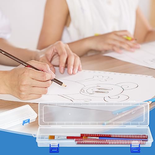 3 Pack 13in Translucent Paint Brush Holder Cases | Translucent Pp Plastic Cases 13X2.8X1.4In, Double Snap, For Watercolor Brushes Colored Pencils Scrapbook Travel Art