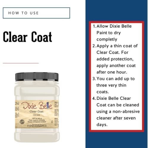 Dixie Belle Paint Company - Clear Coat Gloss (32oz) - Polyacrylic Topcoat | Glossy Finish Polyacrylic Topcoat - Chalk-Friendly Furniture Paint Finish - color: Gloss, size: 32 Fl Oz (Pack of 1)