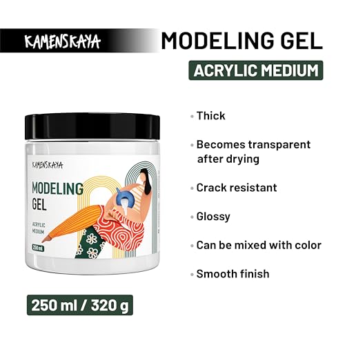 KAMENSKAYA Gel Medium for Acrylic Paint - 8.45 fl oz (250 ml) - color: Transparent Gel, size: 8.45 Fl Oz (Pack of 1)