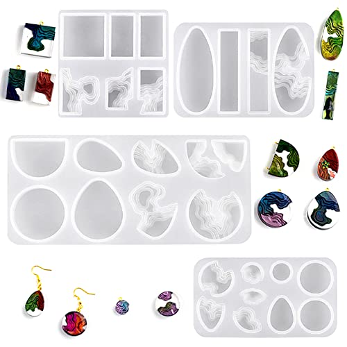 Island Resin Jewelry Molds for Casting Earring Pendant Set of 4 | Ocean Silicone Pendant Molds for Epoxy Resin, DIY Gem Cabochon, Necklace, Keychain, Hawaii Style Craft Gift - color: 4PCS Island Molds
