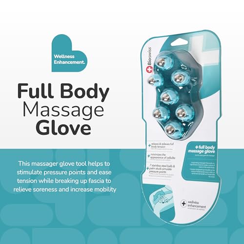 BioSwiss Massage Glove with Steel Roller Balls, Handheld Full Body Massager for Back, Neck, Shoulders, and Legs - style: Glove Roller