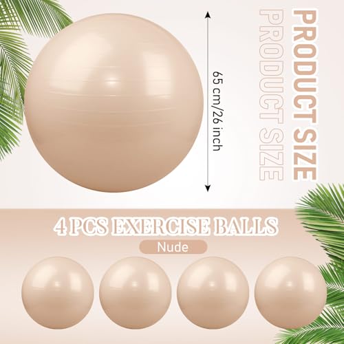 Leyndo 4 Pcs 26 Inch Yoga Exercise Ball Pilates - color: Nude