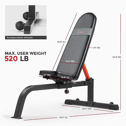 Sunny Health & Fitness Multifunction Adjustable Incline Weight Bench