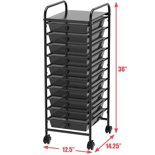 Simple Houseware 10 Drawers Rolling Utility Cart Organizer, Black - color: Black, size: 10 Drawers