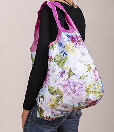 O-WITZ Reusable Grocery Bags | Vibrant Tote Bag For Groceries, Gym, Office, Beach, Toys & More | Washable Design With Large Handles For Maximum Convenience | Folds Into A Small Pouch, Vintage Lavender - color: Vintage Lavender