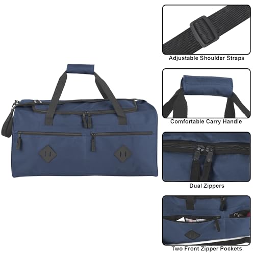 24 Inch 55 Liter Multi Pocket Duffle Bags for Men & Women For Traveling, the Gym, and as Sports Equipment Bag/Organizer - color: Grey & Blue