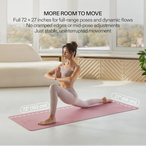Premium Yoga Mat – Sweat-Activated Non-Slip PU Grip I Natural Rubber Base I 4mm for Yoga, Pilates & Workouts - color: Dusty Rose