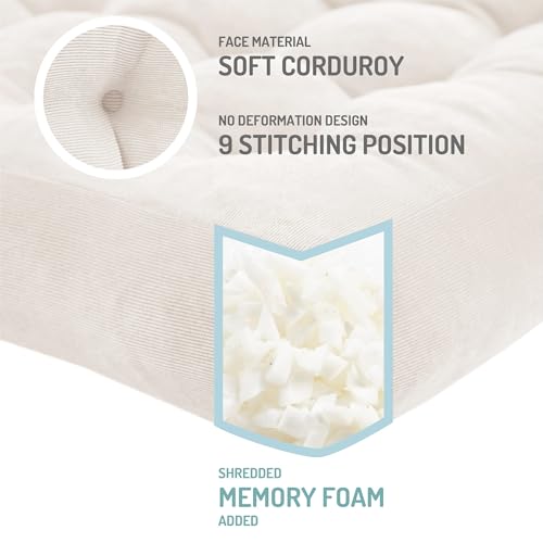 Large Floor Pillow for Adults, Square Meditation Cushion, 22 Inch Beige - color: Square | Beige | 1 Pack, size: 1 Pack