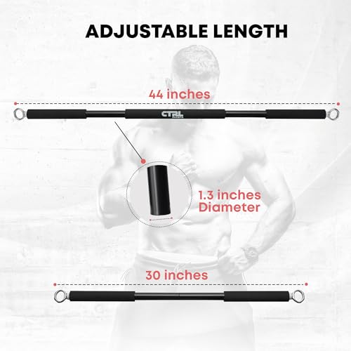 Resistance Band Bar for Fitness – Workout Bar for Exercise, Squat, Biceps, Triceps, Shoulders, Back – Adjustable 3 Parts Bar for Resistance Bands – Durable Portable Steel Pilates Resistance Bar