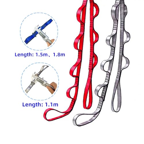 2pcs safety daisy chain, multi-ring adjustable nylon strap rope yoga pilates stretch band - color: Black, size: Length:1.5m
