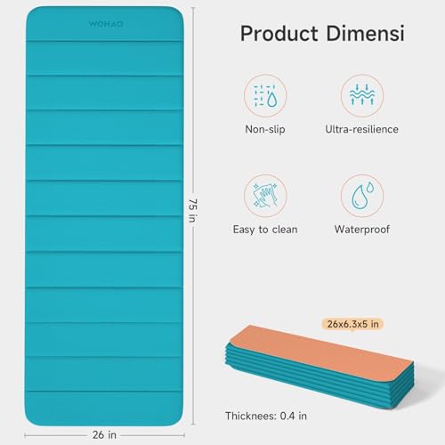 12-Fold POE Yoga Mat 75x26x0.4 Inches - color: Acid Blue+Orange