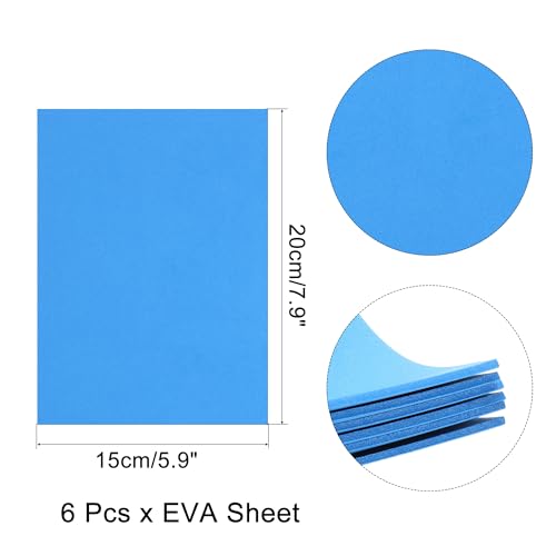 uxcell Blue EVA Foam Sheets, 7.9x5.9in 2mm Thick Handicraft Foam Paper for DIY Craft Projects Art Card Party Decoration, 6 Pcs - color: Blue