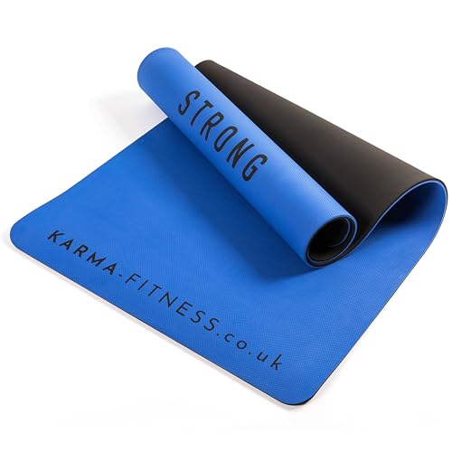 Large Workout Mat - 10mm Extra Thick Exercise Mat & Wide Yoga Mat, 72"x32" - color: Blue - Printed