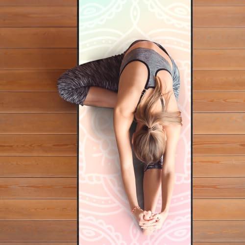 QiyI Hot Yoga Towel with Grip Dots, Non Slip, 70"x26", Dreamy Pink Mandala - color: Dreamy Pink Mandala, size: 70"x26"