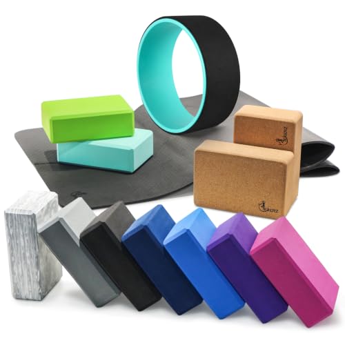 EXERZ Yoga Blocks 2 pack, Gym Blocks, Exercise Workout Fitness Bricks, Pilates Stretch Handstand Non-Slip - color: Marble Black