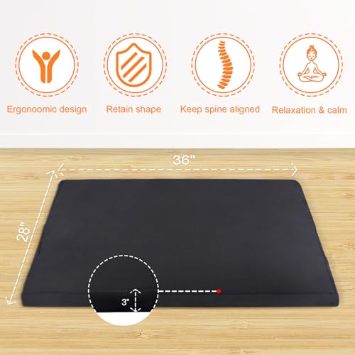 Zabuton Meditation Mat (36"×28"×3") Luxurious Meditation Cushion for Kneeling Sitting Large Floor Pillow Zafu/Bench-Washable Cotton Cover 100% Organic Cotton Filling (Purple) - color: Purple