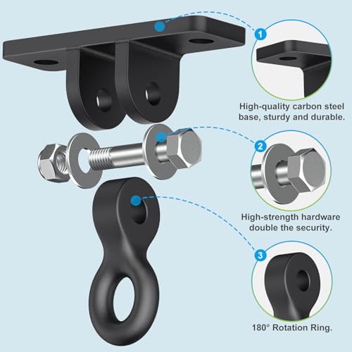 Dolibest Heavy Duty Swing Hangers, Porch Swing Hanging Kit, Black Cast Iron Swing Hooks,Swing Set Hardware w/Wood Screws for Playground, Porch, Wooden Sets, Indoor & Outdoor Use, 180° Rotation (2Pack) - color: Black3-2pcs