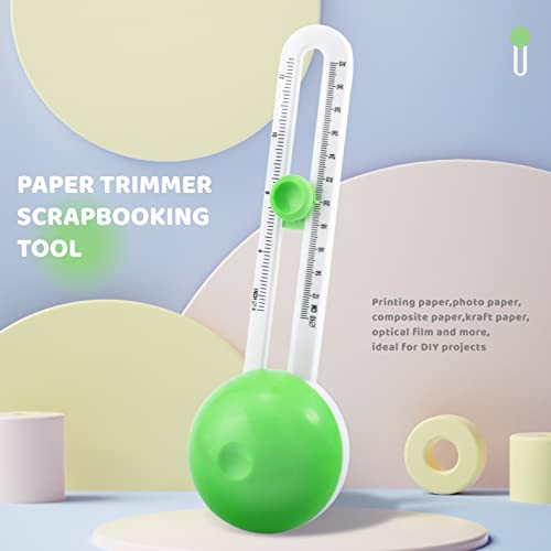 Circular Paper Cutter, Rotary Circle Cutter Cut Paper Trimmer Scrapbooking Tool with 3 Replaceable Blades for Art and DIY Crafts, Cards Making (Green)