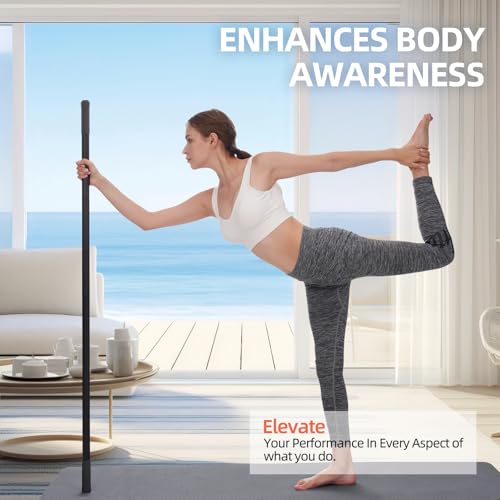 Adjustable Yoga Stick (30/45/60 in), Fully Foam-Sleeved Steel Stretching & Mobility Stick with Exercise Guide, Portable Fitness & Rehab Tool, Carry Bag Included