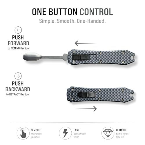 Terporium Retractable Wax Carving Tool (Single) | Stainless Steel Precision Tip Portable Pocket Tool with Carbon Design Handle | Perfect for Wax Carving & Sculpting On-The-Go - color: Carbon