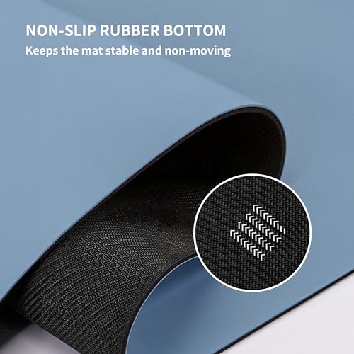 Professional PU Rubber Yoga Mat, Double-Sided Non Slip Sweat Resistant Exercise Mat for Men Women, Comfortable Extra Long & Wide for Yoga, Pilates, Fitness, Home Gym, 72"×26.8"×0.18"(4.5mm)Thick - color: blue