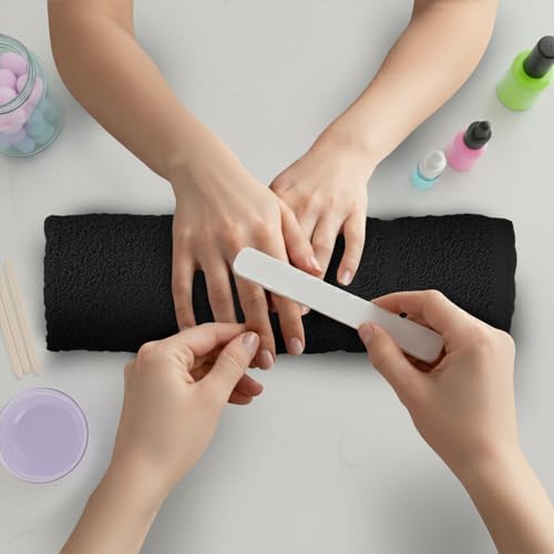 Salon Towels – 50 Pack Black Hand Towels 100% Cotton Spa Towel – 16x27 inches Highly Absorbable Facial, Gym, Hair, Face, Bulk Small Towels (Not Bleach Proof) - color: Black, size: HAND TOWEL PACK OF 50 16X27