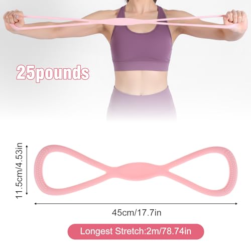 Arm Resistance Bands 8 Shaped Resistance Bands with Handles for Shoulder Back Arm Workout for Yoga Fitness Equipment - color: Pink
