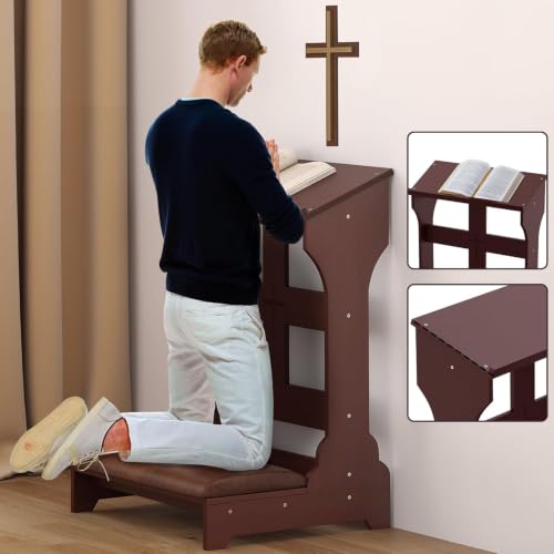 Wooden Prayer Bench for Kneeler Prayer, with Soft Cushion Pad