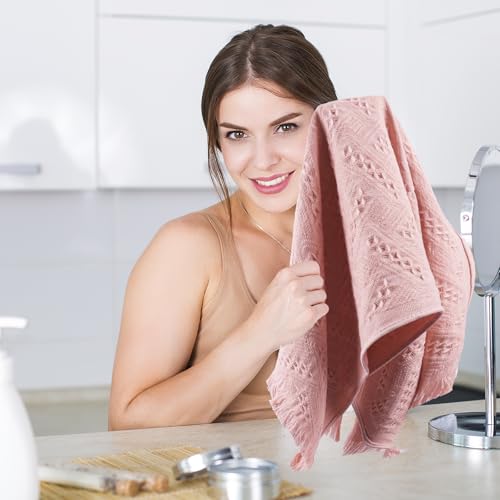 4 Pack Boho Bathroom Decor Hand Towels - color: Pink