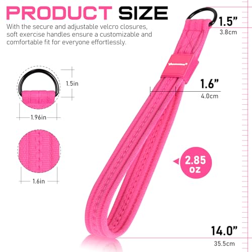 RENRANRING Tricep Rope Cable Attachment Handles for Gym, 13inch Exercise Handles, Tricep Pull Down Attachments Rope for Pilates, Yoga, Strength Trainer, Physical Therapy, Stretch, Recovery - color: Pink