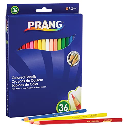 Prang Thick Core Colored Pencils, Assorted Colors, 3.3 mm core, 36 Count | Ideal for writing, drawing, schoolwork, classrooms and office use - size: 36 Count (Pack of 1)
