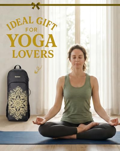 Gonex Yoga Mat Bag Convertible Backpack Blocks Carrier with Wet Pocket | 600D Polyester, Fits Most Yoga Mats,Multiple Compartment, Padded Straps, 2 Carry Ways, Gym, Travel & Daily Use - color: Black