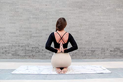 Shakti Warrior Suede Yoga Mat, Non Slip, 72 x 24 Inch, 3mm Thick - color: Marble