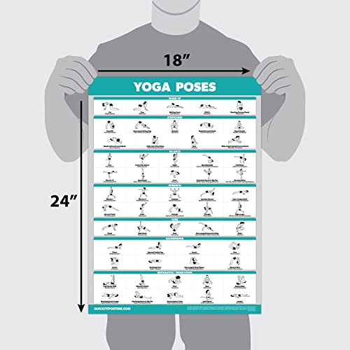 Quickfit 3 Pack - Yoga Poses + Stretching Exercises + Pilates Mat Work Poster Set - Set of 3 Workout Charts (LAMINATED, 18" x 24") - color: LAMINATED
