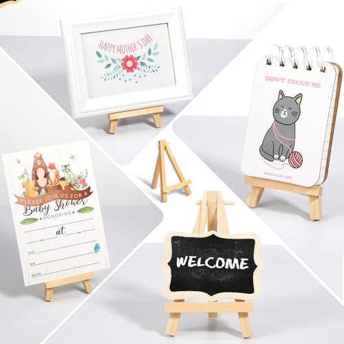 100 Pieces Mini Wooden Easel Stands Tripod Display Tabletop,5 Inch | For Artist Painting Business Cards Photos, Canvas Holder Wedding Table Numbers Party Favors Gift, Natural Wood Tripod Frame - size: 5 Inch