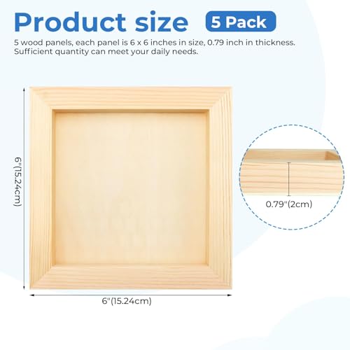 FSWCCK 5 Pack 6 x 6 inch Wood Panel Boards, Unfinished Wood Canvas Panels for Crafts, Painting Canvas, DIY Art Projects, Pouring, Arts Use with Oils, Acrylics - size: 6"X 6" 5 Pack
