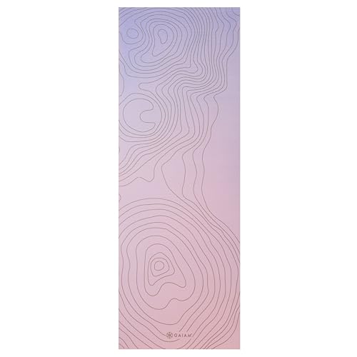 Gaiam Premium Yoga Mat, 6mm Thick Print Mat | Premium 6mm thick cushioning for joint support. Non-slip print design for yoga, Pilates & floor workouts. - color: Topo Sherbet